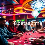 Players engage in a thrilling poker game at a vibrant casino featuring https://f8beta2.me/, capturing the essence of excitement.