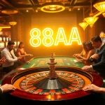 Exciting casino scene featuring players engaged at the roulette table, embodying the energy of 88AA gaming.