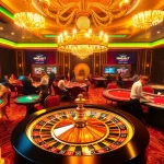 Thrilling casino atmosphere at https://new889.blue with players around a roulette table and poker chips.