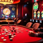 Players enjoy a thrilling poker game at https://mm88.sa.com/ with vibrant chips and cards, capturing casino excitement.