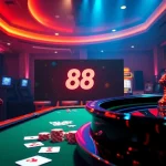 Experience the electrifying world of online gaming with BJ 88, featuring vibrant slot machines, poker tables, and roulette wheels.