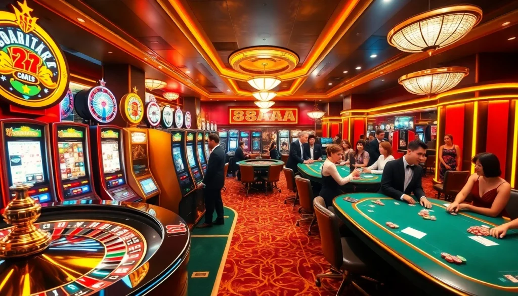 Experience the thrill of the casino with 88AA at vibrant tables featuring excited players and dynamic gaming action.