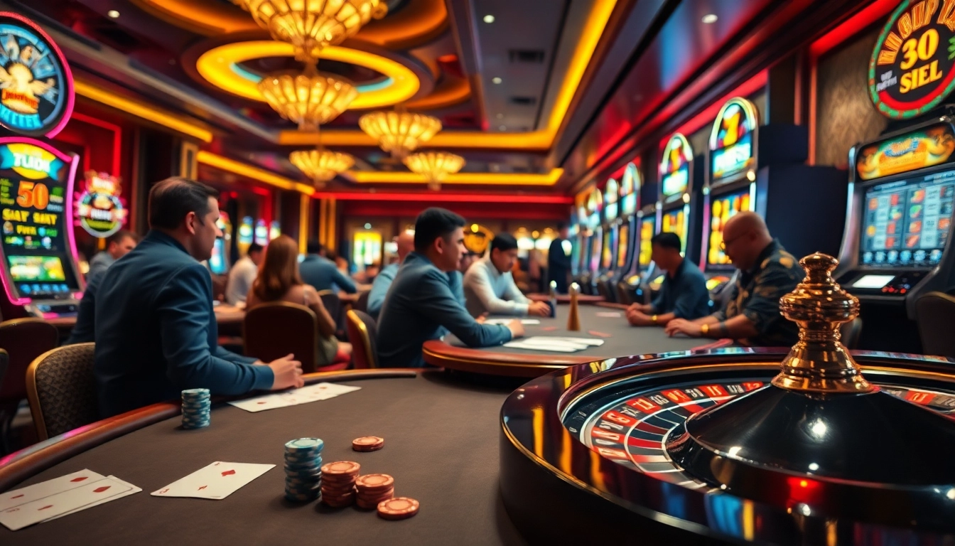 Experience the thrill of RR88 as players compete in exciting card games and hit jackpot slots at a lavish casino.
