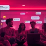 Vibrant adult chatroom scene showcasing engaging conversations in a friendly porn chat environment.