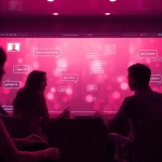 An engaging scene of users experiencing intimate conversations in a porn AI chat, featuring a modern digital interface.
